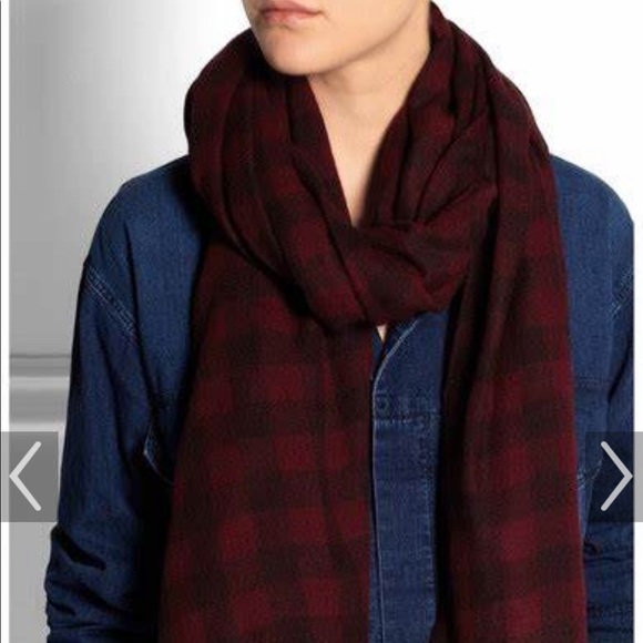 Isabel Marant Burgundy 100% Cashmere Checkered Scarf. - Picture 7 of 7